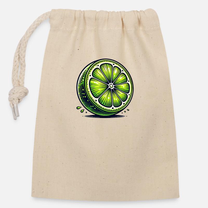 Artistic Lime – Fruity Illustration - Closable cotton gift bag (14x20cm) - nature