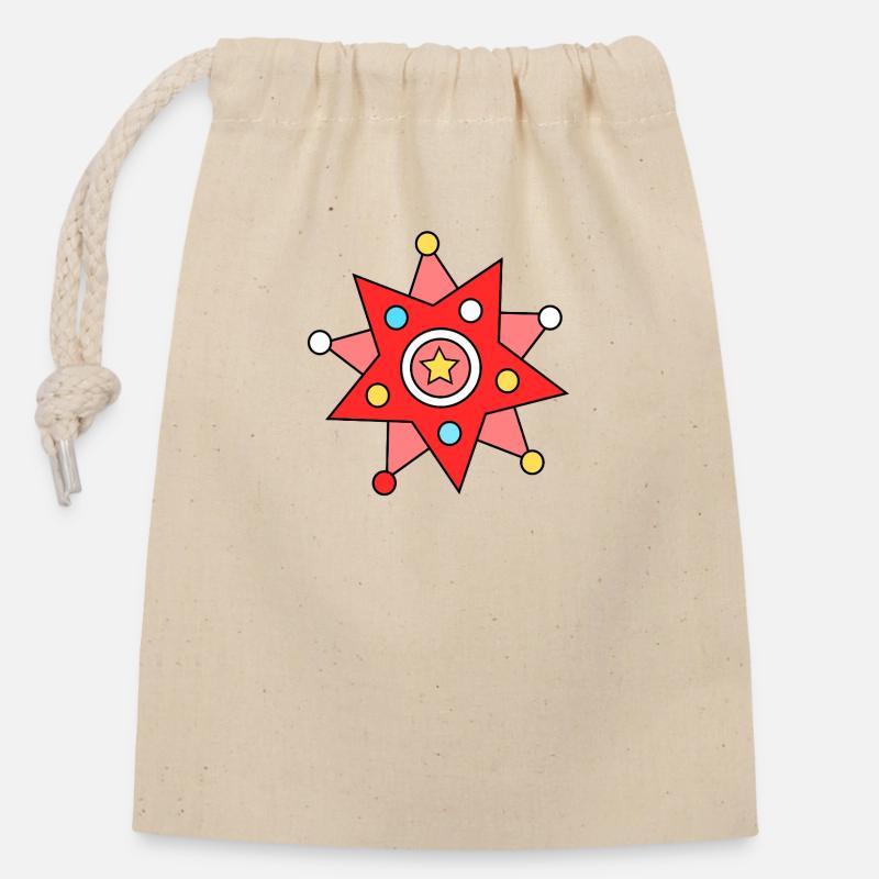 Stars different - Closable cotton gift bag (14x20cm) - nature