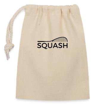 Squash T Shirt Design mit Schläger - Verschließbarer Geschenkbeutel aus Baumwolle (14x20cm) - Natur - Vorne