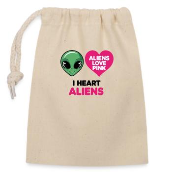 Les extraterrestres aiment le rose - Sac cadeau en coton avec cordon (14 x 20 cm) - nature - Devant