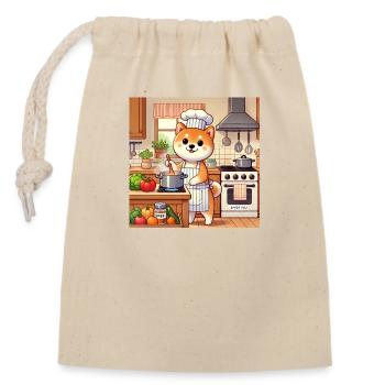 Shiba Inu Cook - Closable cotton gift bag (14x20cm) - nature - Front