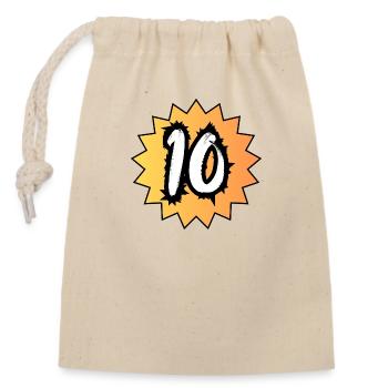 10 years - Closable cotton gift bag (14x20cm) - nature - Front