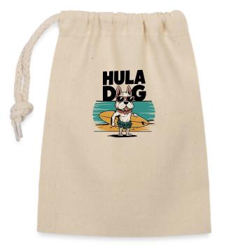 Hula Dog - Funny Summer Design - Closable cotton gift bag (14x20cm) - nature - Front