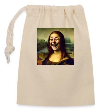 Mona Lisa lacht - Verschließbarer Geschenkbeutel aus Baumwolle (14x20cm) - Natur - Vorne