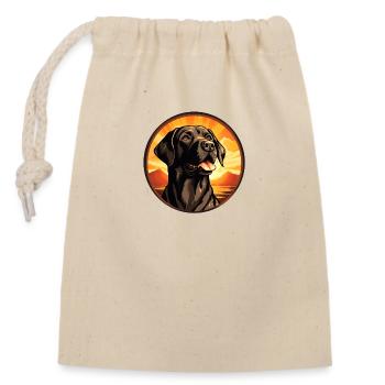 Hundefreund Labrador - Verschließbarer Geschenkbeutel aus Baumwolle (14x20cm) - Natur - Vorne