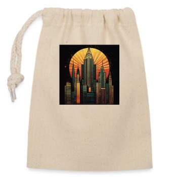 New York Art Deco - Verschließbarer Geschenkbeutel aus Baumwolle (14x20cm) - Natur - Vorne