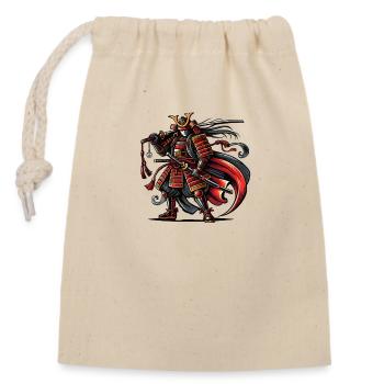 Bande dessinée de samouraï - Sac cadeau en coton avec cordon (14 x 20 cm) - nature - Devant