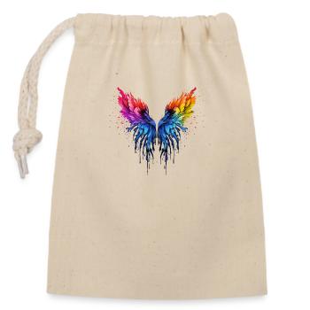 Ailes arc-en-ciel - Sac cadeau en coton avec cordon (14 x 20 cm) - nature - Devant