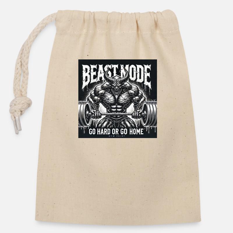Logo mode - Closable cotton gift bag (14x20cm) - nature