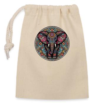 Indischer Mantra-Elefant - Verschließbarer Geschenkbeutel aus Baumwolle (14x20cm) - Natur - Vorne