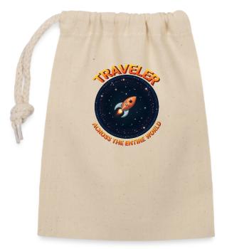 Voyageurs du monde entier - Sac cadeau en coton avec cordon (14 x 20 cm) - nature - Devant