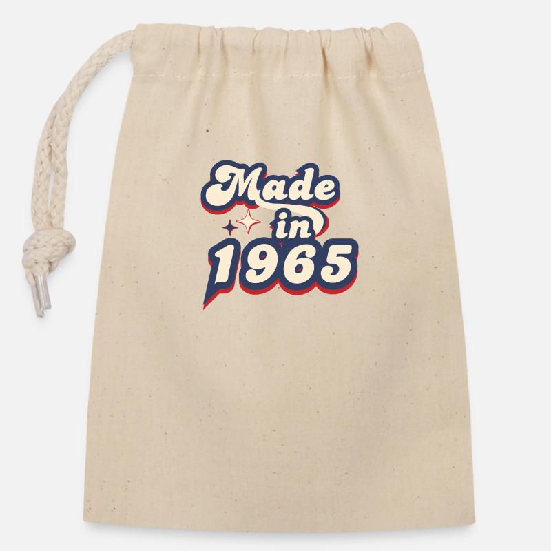 Made in 1965 Retro - Closable cotton gift bag (14x20cm) - nature