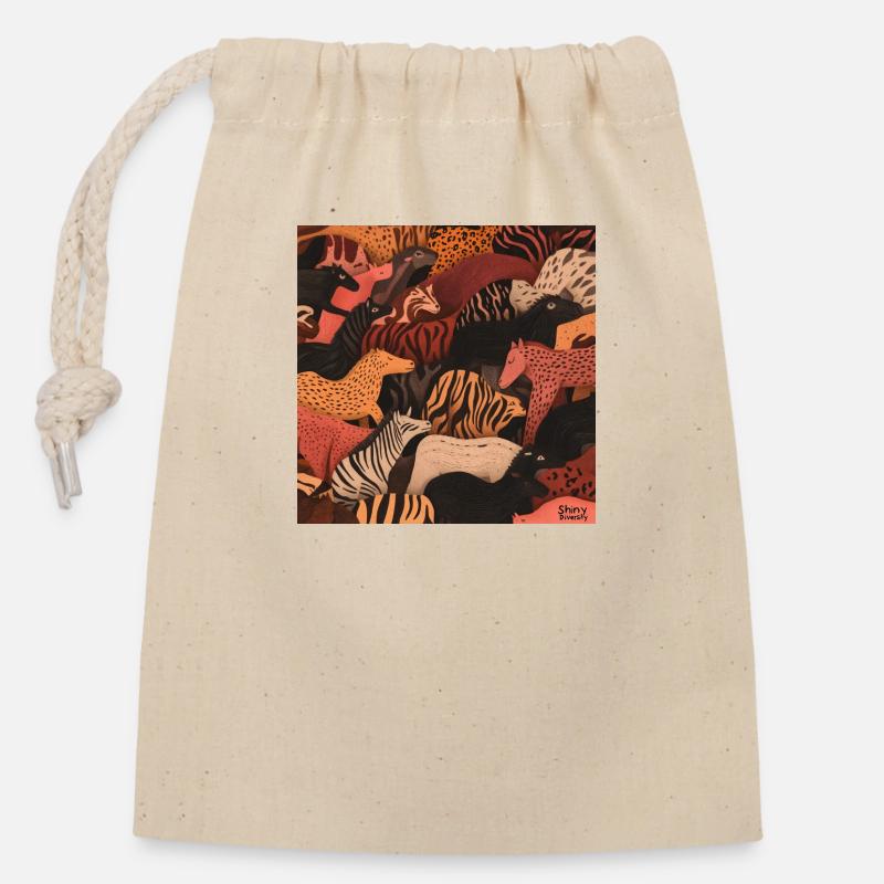 Diversité brillante - Sac cadeau en coton avec cordon (14 x 20 cm) - nature