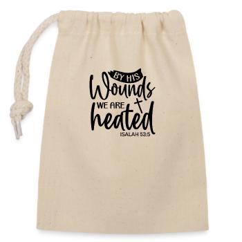 Through his wounds we are healed - Closable cotton gift bag (14x20cm) - nature - Front