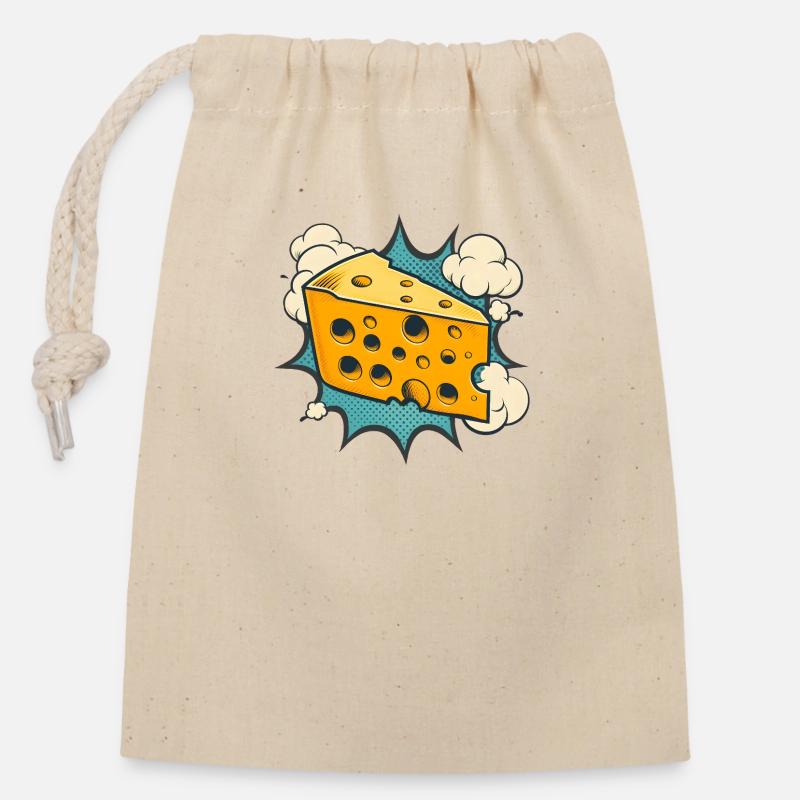 Cheese - Closable cotton gift bag (14x20cm) - nature