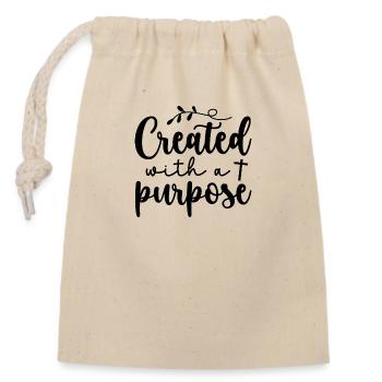 created with a purpose - Closable cotton gift bag (14x20cm) - nature - Front