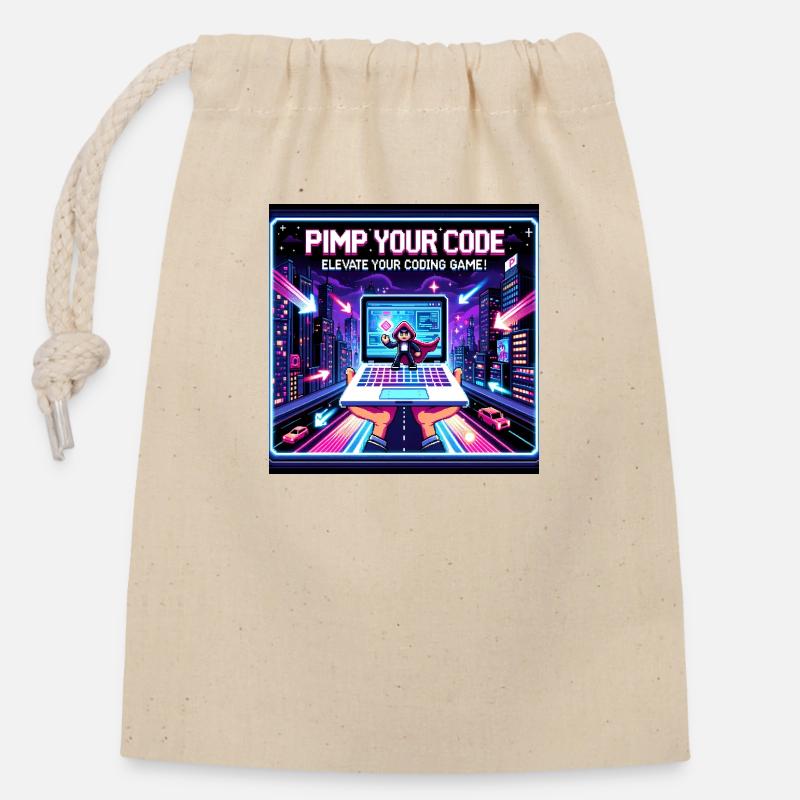 PimpYourCode - Closable cotton gift bag (14x20cm) - nature
