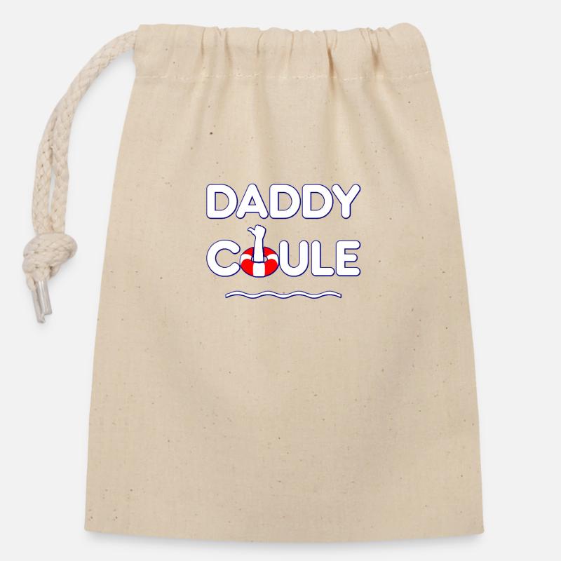 DADDY COULE ! (natation, père) - Sac cadeau en coton avec cordon (14 x 20 cm) - nature