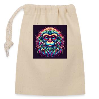Monkey - Closable cotton gift bag (14x20cm) - nature - Front