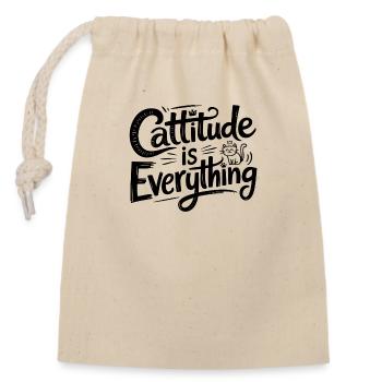 Cattitude is Everything - Verschließbarer Geschenkbeutel aus Baumwolle (14x20cm) - Natur - Vorne