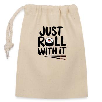 Il suffit de rouler avec - Sac cadeau en coton avec cordon (14 x 20 cm) - nature - Devant