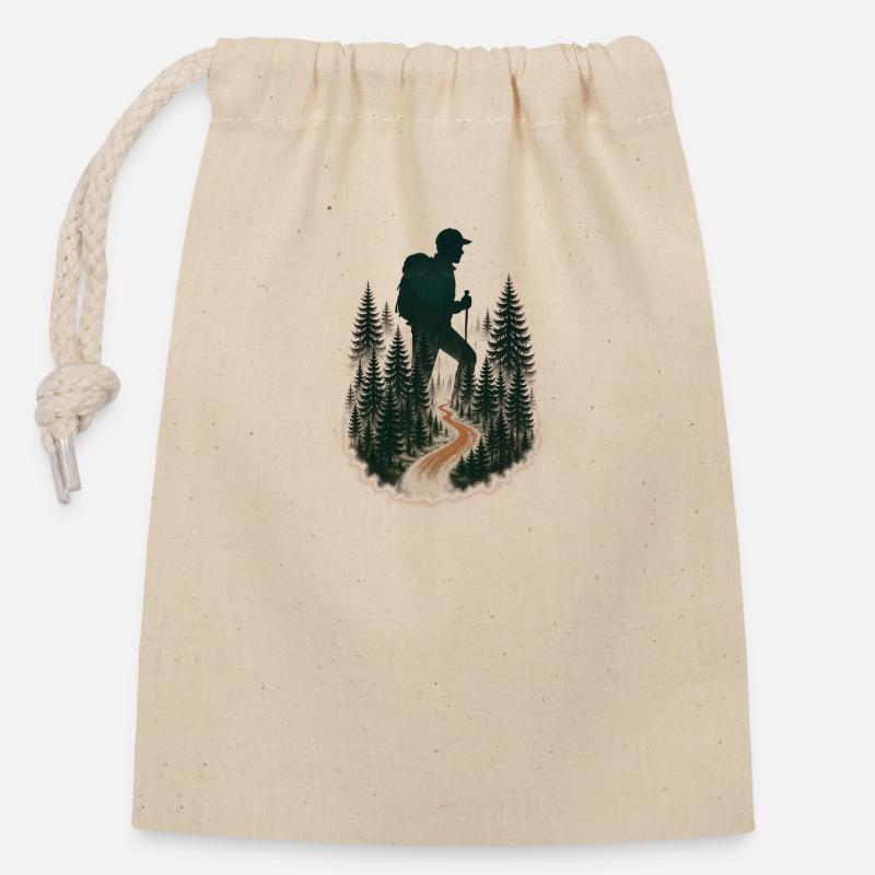 Cool hiker pattern - mountain hikes - Closable cotton gift bag (14x20cm) - nature