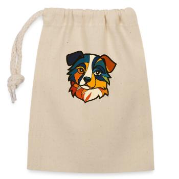 dog - Closable cotton gift bag (14x20cm) - nature - Front