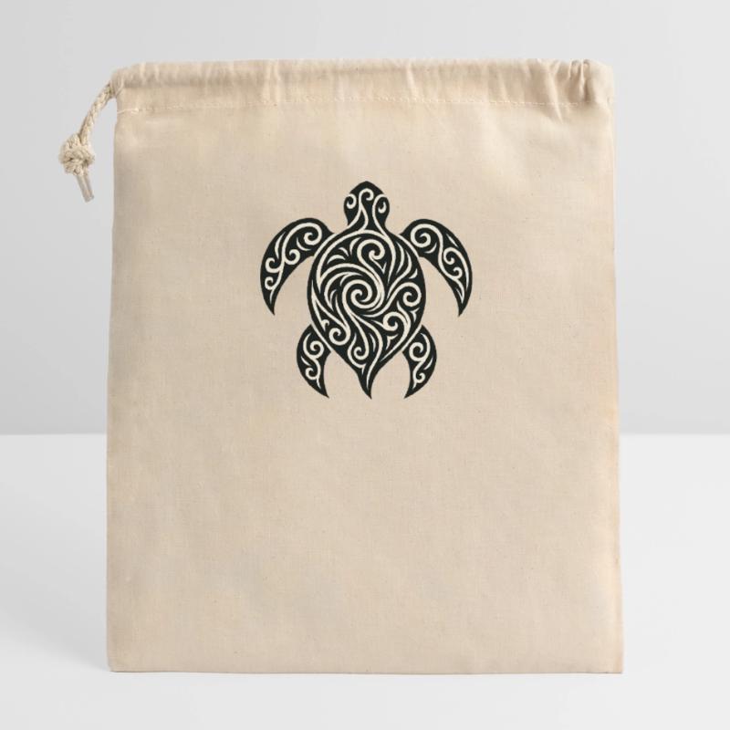 Mana Honu – Polynesian Turtle Verschließbarer Geschenkbeutel aus Baumwolle (14x20cm)