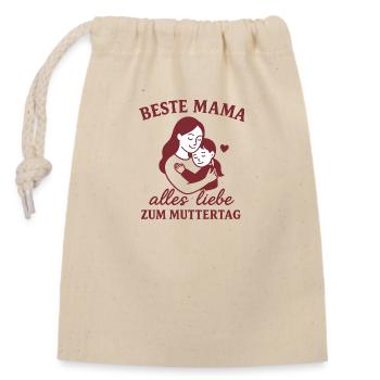 Beste Mama – Liebe, die verbindet - Verschließbarer Geschenkbeutel aus Baumwolle (14x20cm) - Natur - Vorne