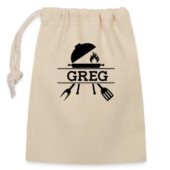 Grill Greg - Closable cotton gift bag (14x20cm) - nature - Front