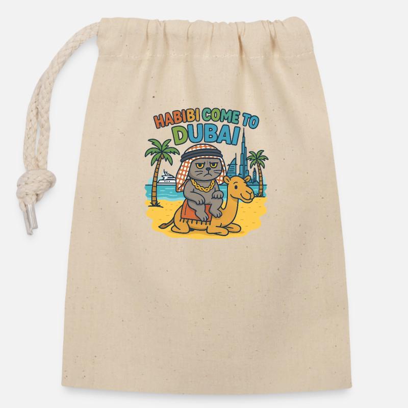 Dubai - Closable cotton gift bag (14x20cm) - nature