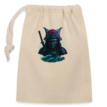 Glitch Samurai – The Digital Warrior - Closable cotton gift bag (14x20cm) - nature - Front