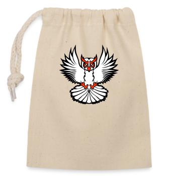 hibou oiseau aigle hibou hibou oiseau de nuit chouette effraie volant cool - Sac cadeau en coton avec cordon (14 x 20 cm) - nature - Devant
