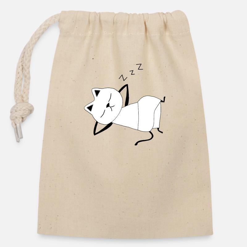 Nekochan Antonio Naptime - Sac cadeau en coton avec cordon (14 x 20 cm) - nature