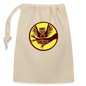 hibou arbre branche aigle hibou lune nuit pleine lune ronde forêt - Sac cadeau en coton avec cordon (14 x 20 cm) - nature - Devant