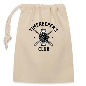 Timekeepers Club für Uhrmacher und Sammler - Verschließbarer Geschenkbeutel aus Baumwolle (14x20cm) - Natur - Vorne