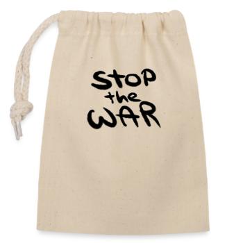 Stop the war - Closable cotton gift bag (14x20cm) - nature - Front