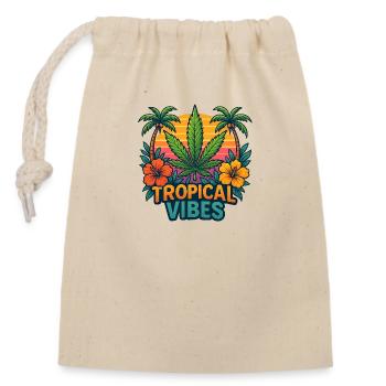 TropicalVibes - Verschließbarer Geschenkbeutel aus Baumwolle (14x20cm) - Natur - Vorne