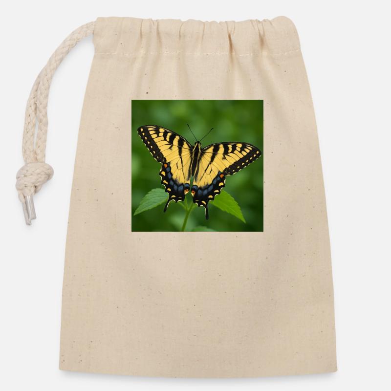 Machaon tigré de l’Est - Sac cadeau en coton avec cordon (14 x 20 cm) - nature