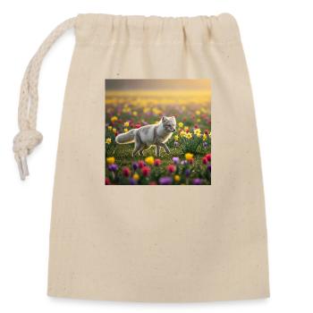 Arctic fox - Closable cotton gift bag (14x20cm) - nature - Front