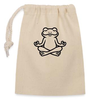 Yoga-Frosch – Entspanntes Tiermotiv für Meditation - Verschließbarer Geschenkbeutel aus Baumwolle (14x20cm) - Natur - Vorne