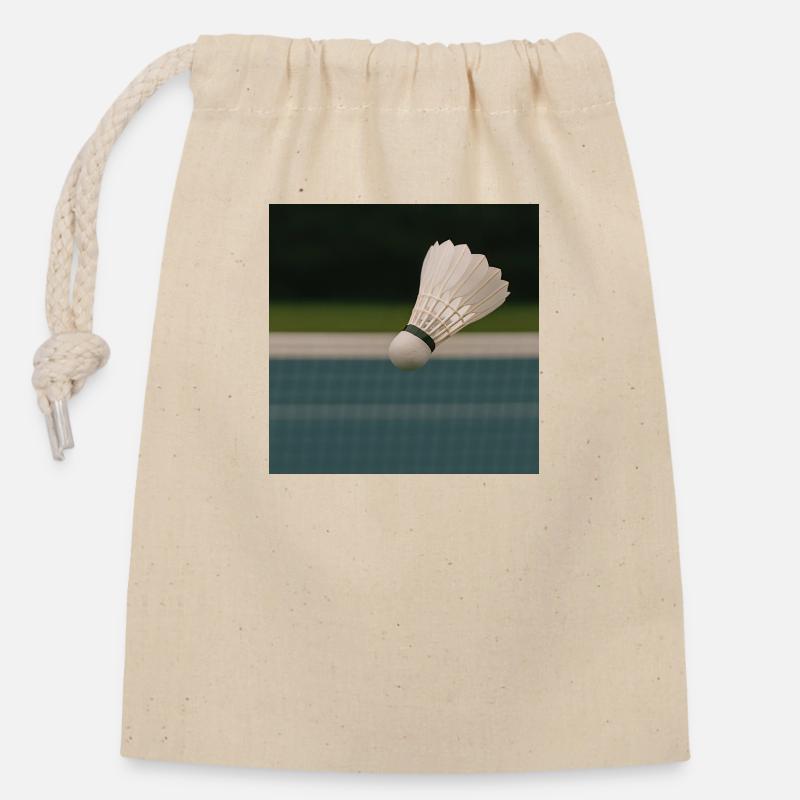 Sport - Badminton - Sac cadeau en coton avec cordon (14 x 20 cm) - nature