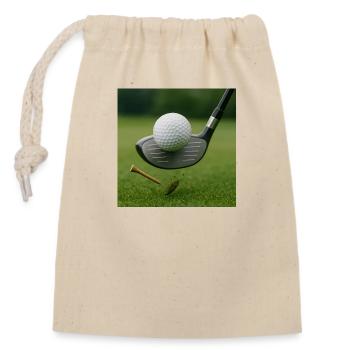 Sports - Golf, club and ball - Closable cotton gift bag (14x20cm) - nature - Front