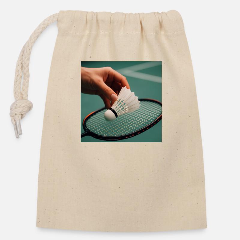 Sport - Badminton - Sac cadeau en coton avec cordon (14 x 20 cm) - nature