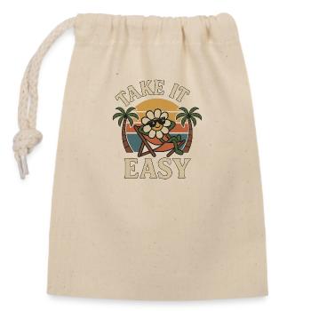 Take It Easy - Funny Vintage Flower Design - Closable cotton gift bag (14x20cm) - nature - Front