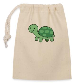 cute green turtle - Closable cotton gift bag (14x20cm) - nature - Front