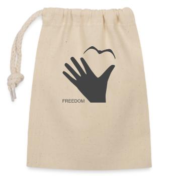 Freedom - Closable cotton gift bag (14x20cm) - nature - Front