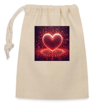 Amour du cœur - Sac cadeau en coton avec cordon (14 x 20 cm) - nature - Devant