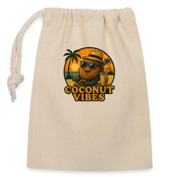Coconut Vibes – Funny Coconut in Tropical Style - Closable cotton gift bag (14x20cm) - nature - Front