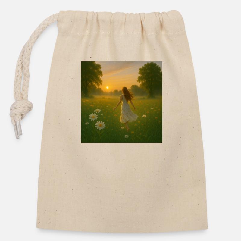 Prairie des filles - Sac cadeau en coton avec cordon (14 x 20 cm) - nature